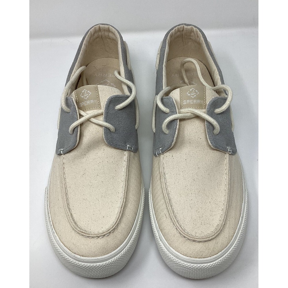Sperry Canvas Top Sider Bahama II Hemp Cream With Gray Accents Men's Size 13